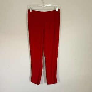 EILEEN FISHER Women’s Red Flowy Silk Georgette Crepe Ankle Pants Side Zip Sz PP